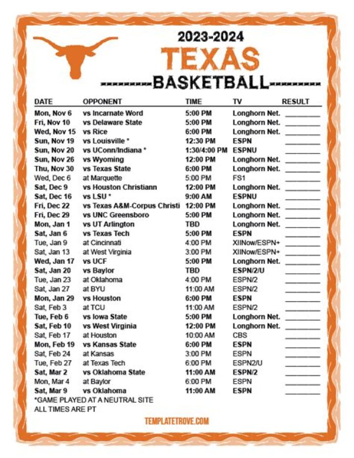 Texas Longhorns Basketball Schedule: Your Ultimate Guide to the 2023-2024 Season